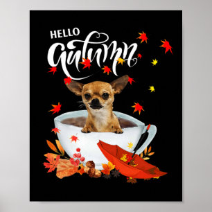 Poster Chihuahua Automne Chien Et Café Automne Jeu De Grâ