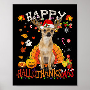 Poster Chihuahua Chien Halloween Chien de Noël Joyeux Hal