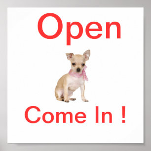 Poster Chihuahua Chien Open Sign