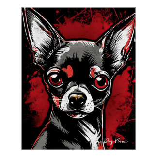 Poster Chihuahua Chig, rouge et noir 005 - Ulises Dall