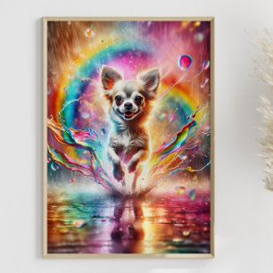 Poster Chihuahua coloré Rainbow Splatter Art Personnalisé