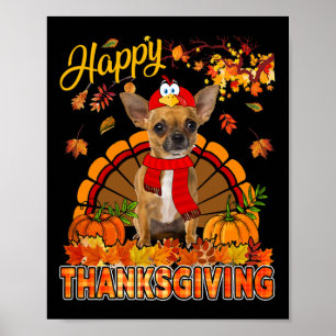 Poster Chihuahua de Thanksgiving portant un costume de di