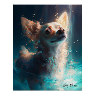 Poster Chihuahua dog swimming in water 005