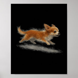 Poster Chihuahua drôle courant mignon mème d'art de cours