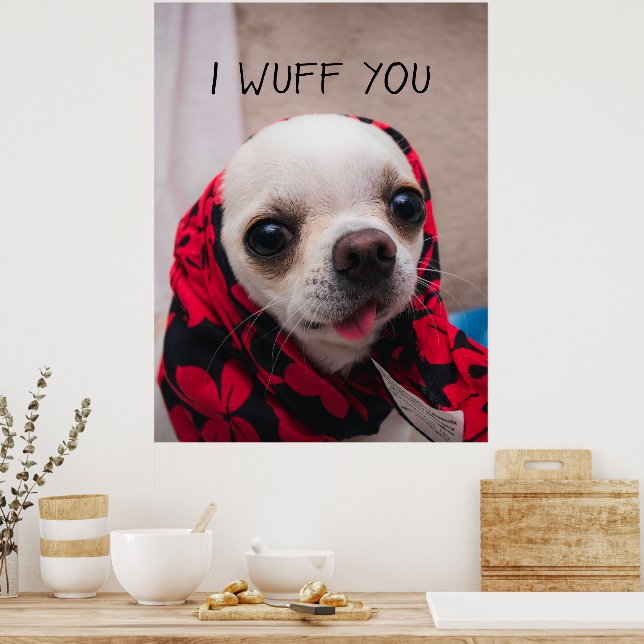 Poster Chihuahua mignon Je t'aime amour Saint-Valentin (Cuisine)