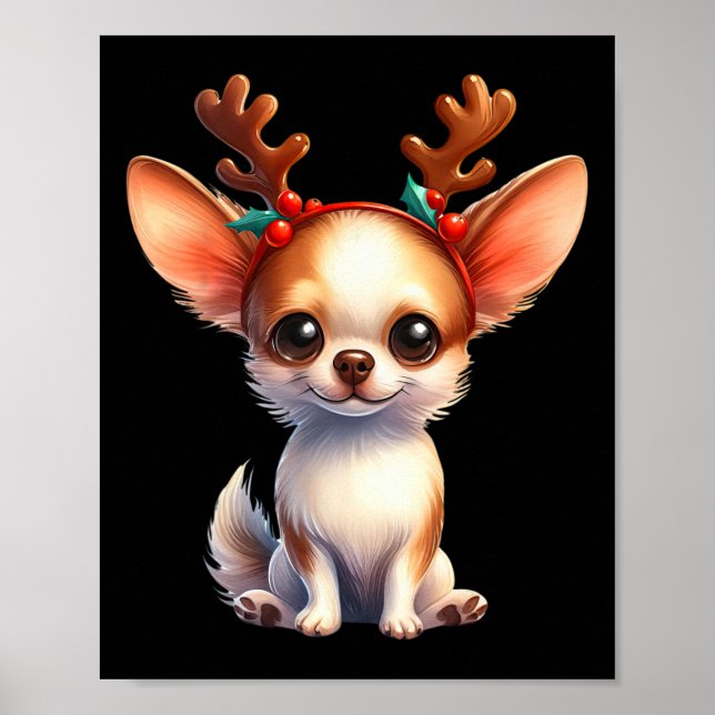 Poster Chihuahua Reindeer Noël Noël Noël Noël Noël (Devant)