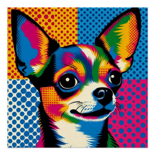 Poster Chihuahua, style Pop Art coloré,