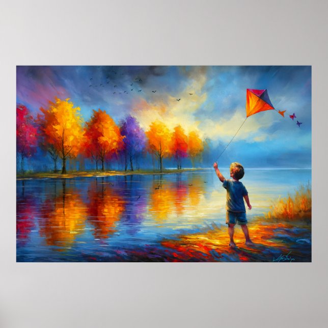 Poster Child Flying Kite by Autumn River (Devant)