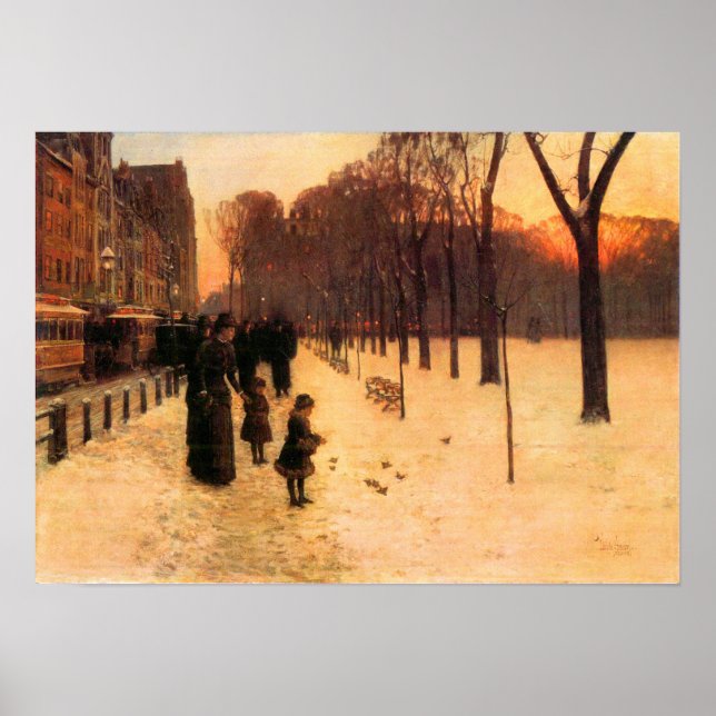 Poster Childe Hassam - Boston au crépuscule quotidien (Devant)