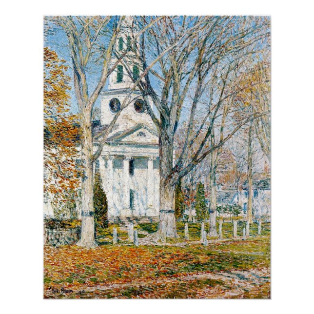 Poster Childe Hassam, église à Old Lyme, (Devant)