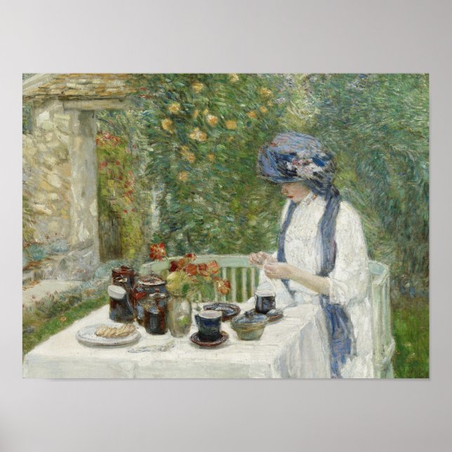 Poster Childe Hassam - Jardin de thé français (Devant)