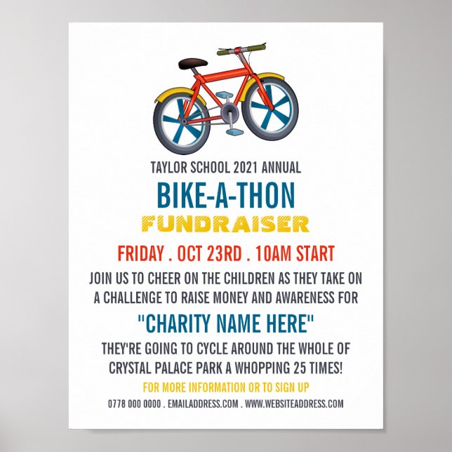 Poster Child's Bike, Children's Charity Bike-a-Thon Event (Devant)
