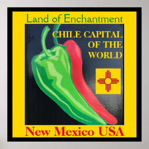 Poster Chile Capital of the World New Mexico Red Green