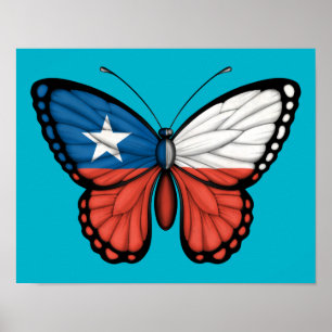 Poster Chilean Butterfly Flag