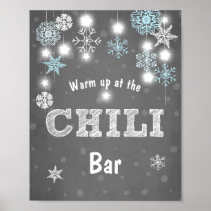 Poster Chili Bar signe Blue Winter snowflakes Chilly Boy