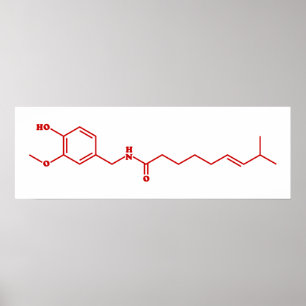 Poster Chili Capsaicin Formule chimique moléculaire