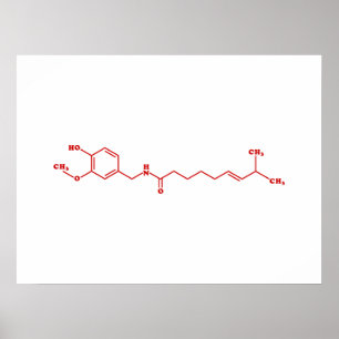 Poster Chili Capsaicin Molecular Chemical Formula