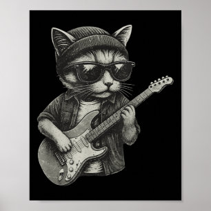 Poster Chill Chat Jouer Guitare Rock Musique Drôle Animal