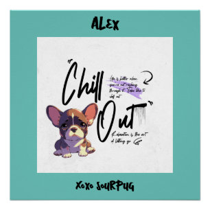 Poster Chill out motivation citation rose turquoise aquar