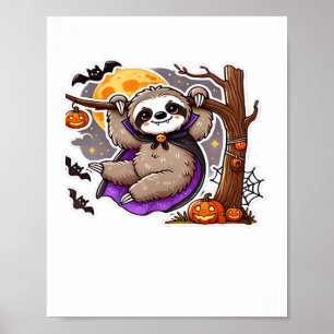 Poster Chill Thrills Halloween Sloth T-Shirt surdimension