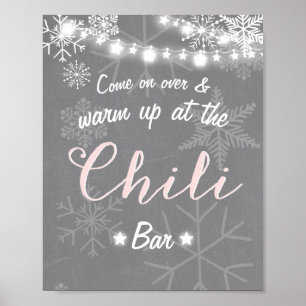 Poster Chilli Bar signe Pink snowflake Chiltic Rustic Win