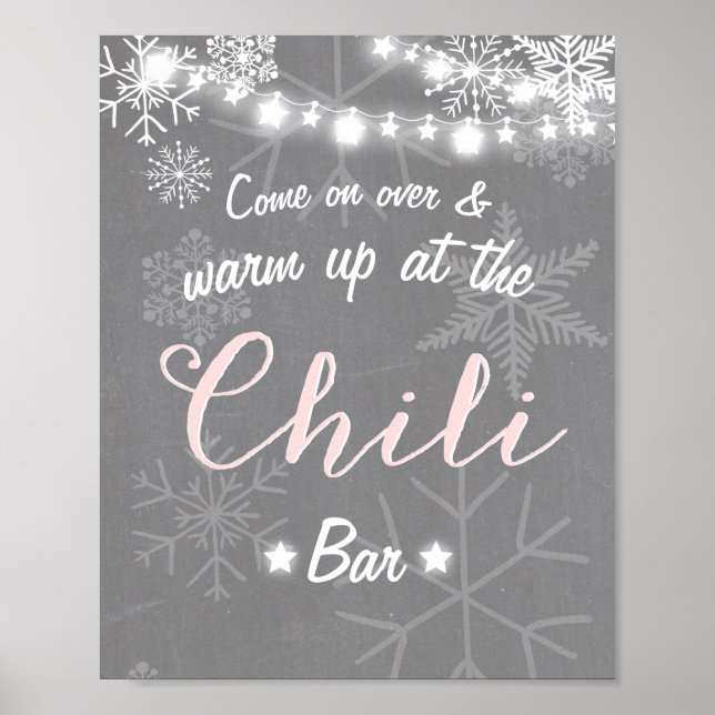 Poster Chilli Bar signe Pink snowflake Chiltic Rustic Win (Devant)