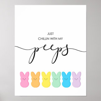 Poster Chillin Avec Mes Peeps Pastel Pâques Art