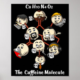 Poster Chimie Caféine Molécule Drôle Science Geek Café