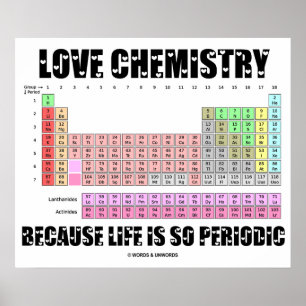 Poster Chimie D'Amour Parce Que La Vie Est Si Périodique 