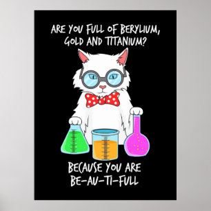 Poster Chimie Pun Étudiant aime Chat