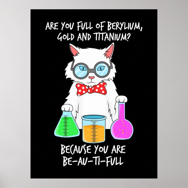 Poster Chimie Pun Étudiant aime Chat (Devant)