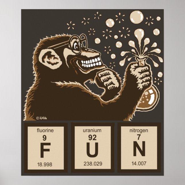 Poster Chimie singe découvert amusant (Devant)