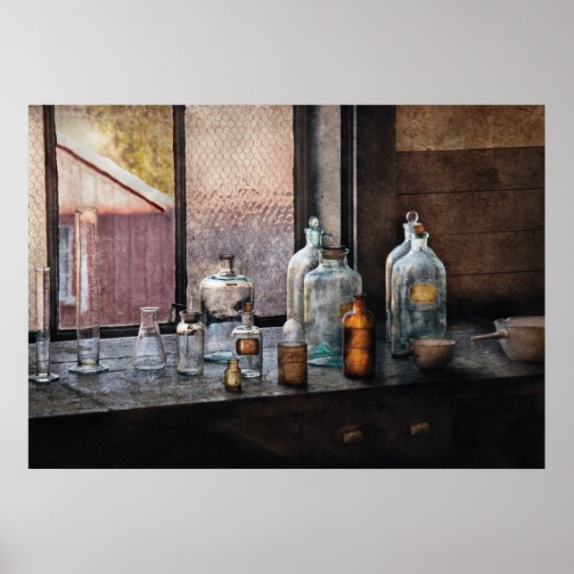 Poster Chimiste - Bouteilles (Devant)