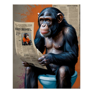 Poster Chimp couronné sur le trône - Art pop audacieux