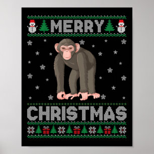 Poster Chimpanzé Animal Hommes Femmes Enfants Vilain Noël