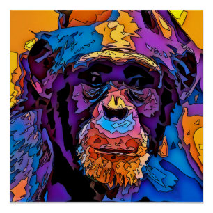 Poster Chimpanzé de mosaïque