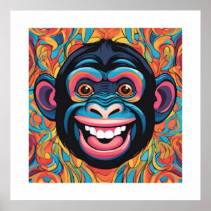 Poster Chimpanzé fou mignon