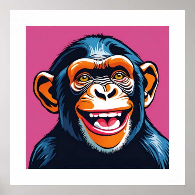 Poster Chimpanzé fou mignon (Devant)