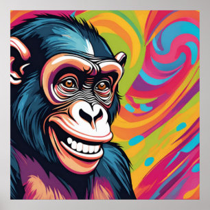 Poster Chimpanzé fou mignon