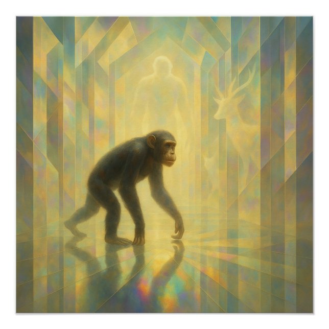 Poster Chimpanzee in the Prism Light Hall – GeoWild Art (Devant)