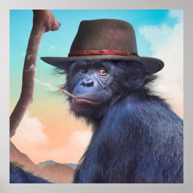 POSTER CHIMPANZEE MONKEY CHIMPIANNA JONES (Devant)