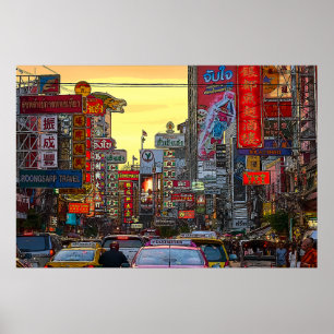 Poster Chinatown à Bangkok Thaïlande - Photo modifiée
