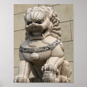 Poster Chine : 石 de lion Foo Dog, le gardien chinois 獅