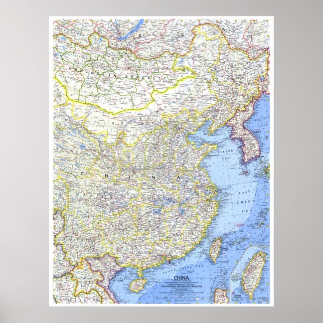 Poster " Chine : 1964 Carte détaillée (Devant)