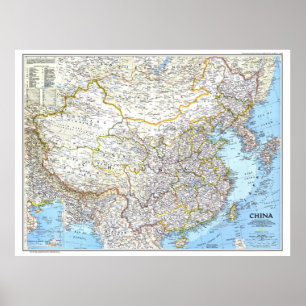 Poster " Chine : 1991/aujourd'hui - Carte murale classiqu