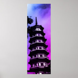 Poster Chine Ancienne Canton la pagode fleurie