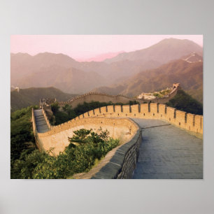 Poster Chine, comté de Huairou, Coucher de soleil sur la