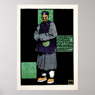 Poster CHINE DIRECTE IMPORTATEURS DE COTON Ludwig Hohlwei