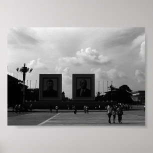 Poster Chine vintage Pekin Tiananmen carré