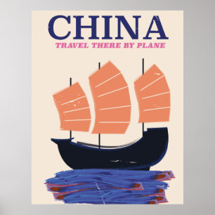 Poster Chine "Voyagez là-bas en avion"